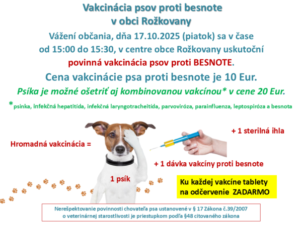 VAKCINÁCIA PSOV PROTI BESNOTE