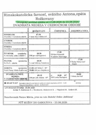 Liturgický prehľad 