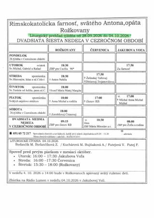 LITURGICKÝ PREHĽAD