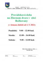 Prevádzková doba na Zbernom dvore v obci Rožkovany