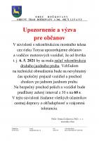 UPOZORNENIE A VÝZVA PRE OBČANOV