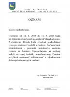 OZNAM - Rekonštrukcia železničného priecestia 
